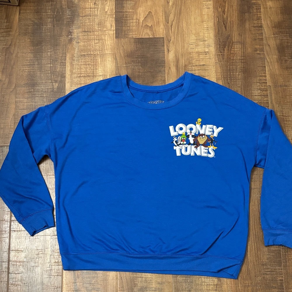 Looney Tunes Blue crewneck Sweatshirt “That’s all Folks” size L Women’s